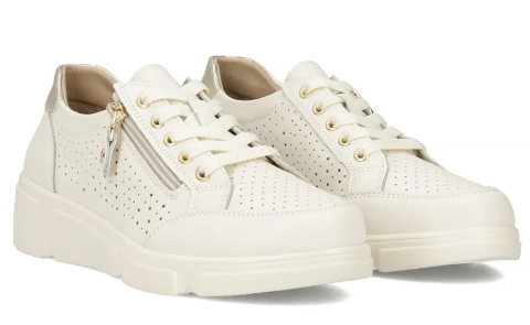 Skórzane sneakersy damskie na platformie Filippo DP6702/25 BE beż Skórzane sneakersy damskie na platformie Filippo DP6702/25 BE beż