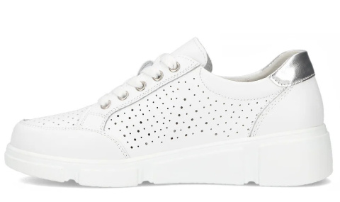 Skórzane sneakersy damskie na platformie Filippo DP6702/25 WH biały Skórzane sneakersy damskie na platformie Filippo DP6702/25 WH biały