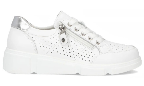 Skórzane sneakersy damskie na platformie Filippo DP6702/25 WH biały Skórzane sneakersy damskie na platformie Filippo DP6702/25 WH biały