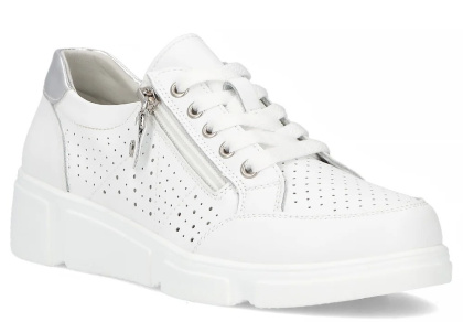 Skórzane sneakersy damskie na platformie Filippo DP6702/25 WH biały