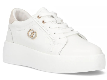 Skórzane sneakersy damskie na platformie Filippo DP6721/25 WH biały