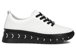 Skórzane sneakersy damskie na platformie Filippo DP6800/25 WH