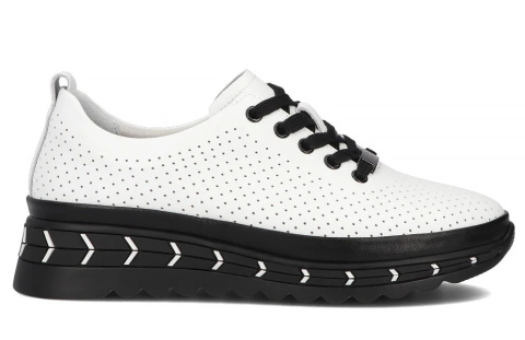 Skórzane sneakersy damskie na platformie Filippo DP6800/25 WH Skórzane sneakersy damskie na platformie Filippo DP6800/25 WH