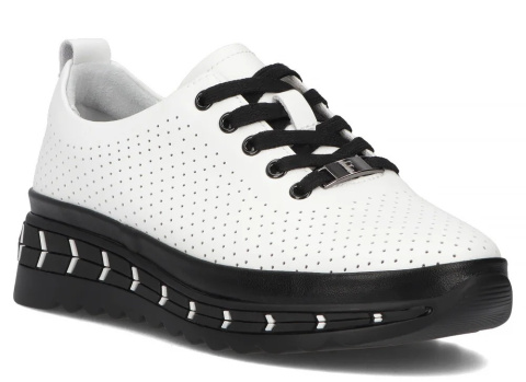 Skórzane sneakersy damskie na platformie Filippo DP6800/25 WH Skórzane sneakersy damskie na platformie Filippo DP6800/25 WH