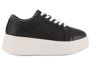 Skórzane sneakersy damskie na platformie Sergio Leone SP-024 czarny