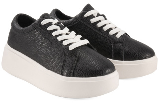 Skórzane sneakersy damskie na platformie Sergio Leone SP-024 czarny