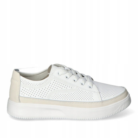 Skórzane sneakersy damskie na platformie Sergio Leone SP020 biały/beż Skórzane sneakersy damskie na platformie Sergio Leone SP020 biały/beż