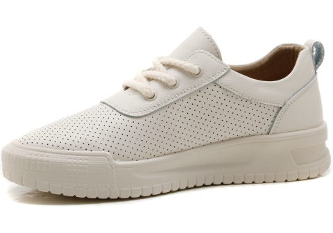 Skórzane sneakersy damskie na platformie Sergio Leone SP-102 beżowy Skórzane sneakersy damskie na platformie Sergio Leone SP-102 beżowy