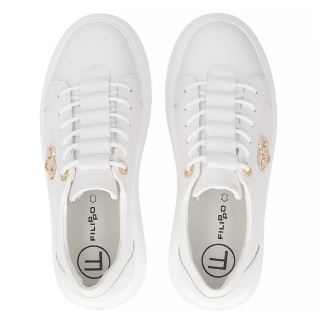 Skórzane sneakersy damskie na platformie Filippo DP6058/25 WH H biały
