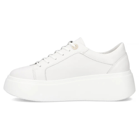 Skórzane sneakersy damskie na platformie Filippo DP6058/25 WH H biały Skórzane sneakersy damskie na platformie Filippo DP6058/25 WH H biały