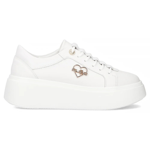 Skórzane sneakersy damskie na platformie Filippo DP6058/25 WH H biały Skórzane sneakersy damskie na platformie Filippo DP6058/25 WH H biały
