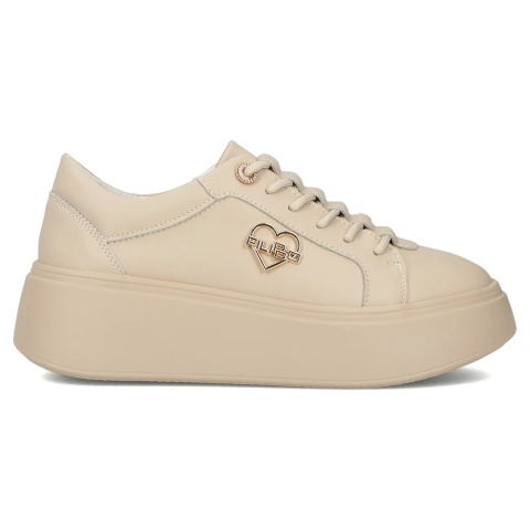 Skórzane sneakersy damskie na platformie Filippo DP6058/25 BE H beż Skórzane sneakersy damskie na platformie Filippo DP6058/25 BE H beż