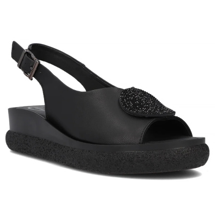Skórzane sandały na platformie Filippo DS6984/25 BK czarny
