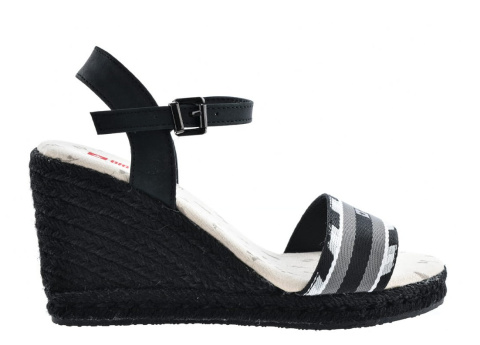 Sandały damskie espadryle na koturnie Big Star LL274877 czarny Sandały damskie espadryle na koturnie Big Star LL274877 czarny