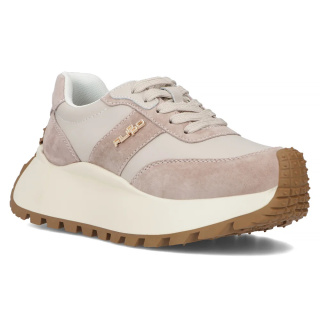 Skórzane sneakersy damskie na platformie Filippo DP6785/25 BE beż