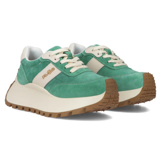 Skórzane sneakersy damskie na platformie Filippo DP6785/25 GE zielony