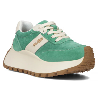 Skórzane sneakersy damskie na platformie Filippo DP6785/25 GE zielony