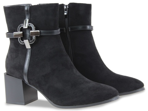 Botki damskie M. Daszyński SA217-13 czarny zamsz