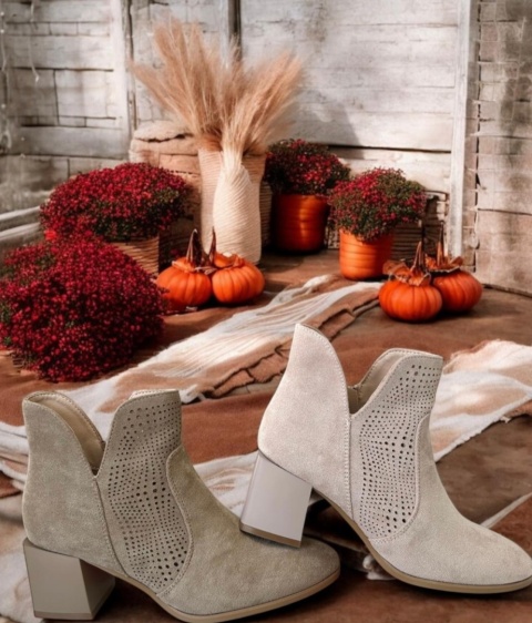 Botki damskie M. Daszyński SA217-6 c. beż