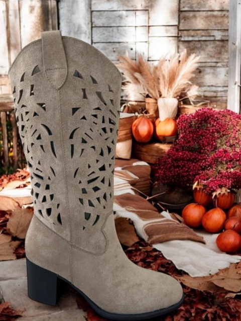 Kozaki damskie M. Daszyński SA250-6 beż