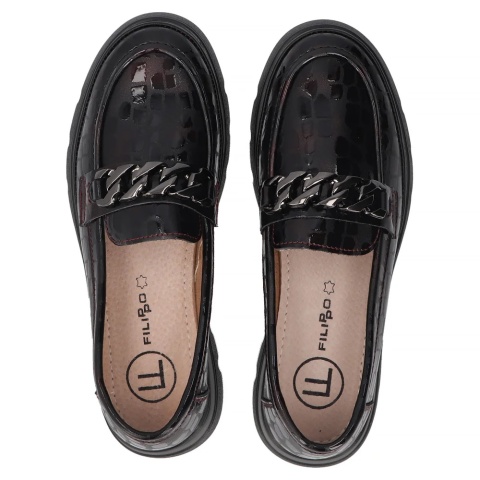 Skórzane półbuty damskie Filippo DP6467/25 BG bordo