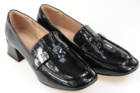 Skórzane półbuty damskie Gino Fabiani 25PB24-8674 czarny