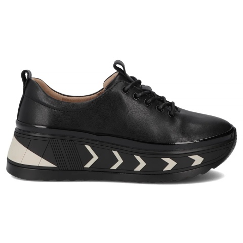 Skórzane sneakersy damskie na platformie Filippo DP6427/25 BK czarny