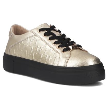 Skórzane sneakersy damskie na platformie Filippo DP6850/25 GO zloty