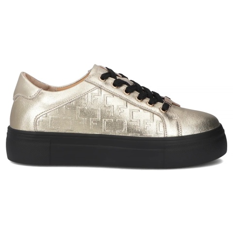 Skórzane sneakersy damskie na platformie Filippo DP6850/25 GO zloty