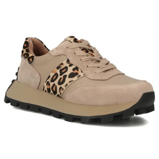 Skórzane sneakersy damskie na platformie Filippo DP7112/25 BE LEO