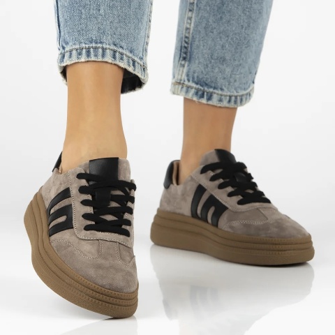 Skórzane sneakersy damskie na platformie Filippo DP7114/25 TP