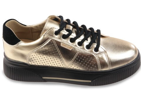 Skórzane sneakersy damskie na platformie Sergio Leone SP-103 złoty