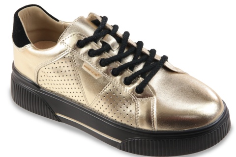 Skórzane sneakersy damskie na platformie Sergio Leone SP-103 złoty
