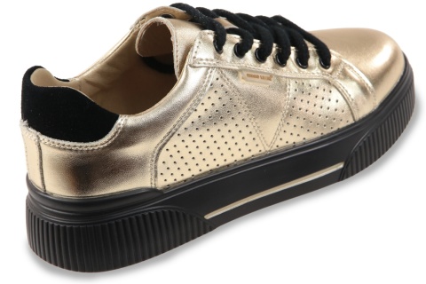Skórzane sneakersy damskie na platformie Sergio Leone SP-103 złoty