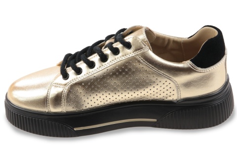 Skórzane sneakersy damskie na platformie Sergio Leone SP-103 złoty