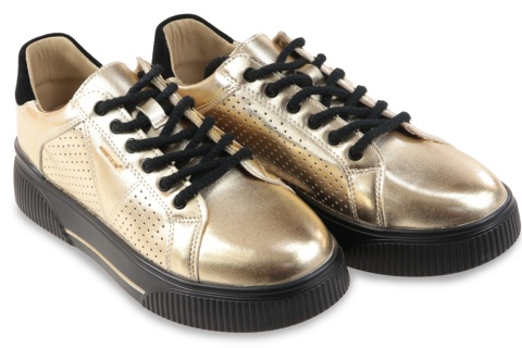 Skórzane sneakersy damskie na platformie Sergio Leone SP-103 złoty