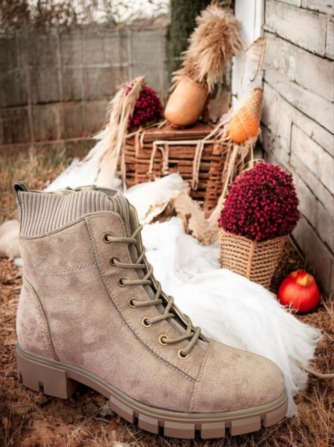 Botki damskie M. Daszyński MR23123-8 beż