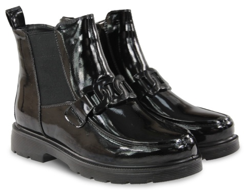 Botki damskie 2113-4 czarny lakier