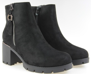 Botki damskie Cabin H2417B czarny zamsz