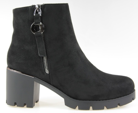 Botki damskie Cabin H2417B czarny zamsz