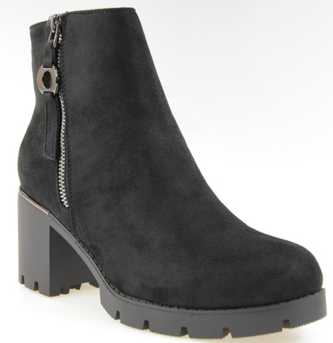 Botki damskie Cabin H2417B czarny zamsz