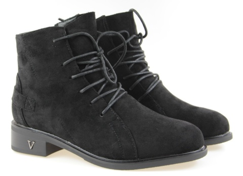 Botki damskie Cabin H2419A czarny zamsz