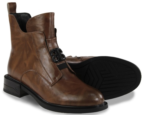 Skórzane botki damskie Evento 25BT24-9201 brąz