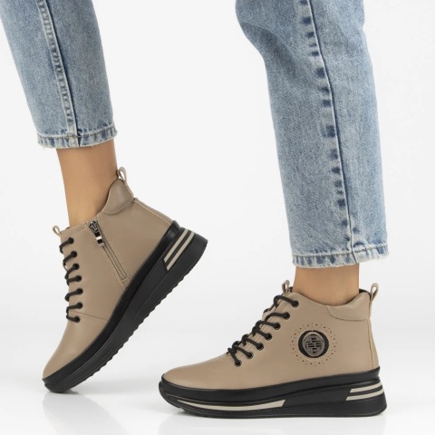 Skórzane botki damskie Filippo DBT 4215/25 TP beż