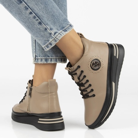 Skórzane botki damskie Filippo DBT 4215/25 TP beż