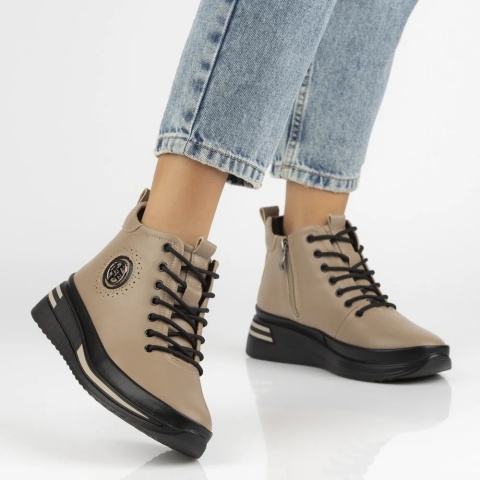 Skórzane botki damskie Filippo DBT 4215/25 TP beż