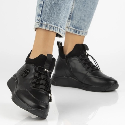 Skórzane botki damskie Filippo DBT7168/25 BK czarny