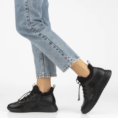 Skórzane botki damskie Filippo DBT7168/25 BK czarny