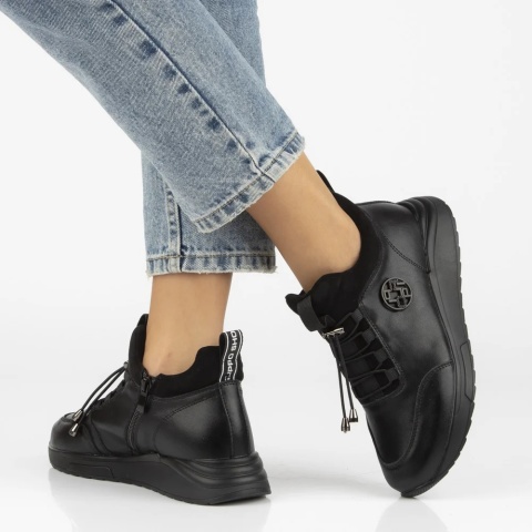 Skórzane botki damskie Filippo DBT7168/25 BK czarny