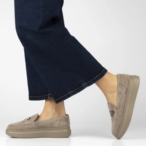 Skórzane półbuty damskie Filippo DP7216/25 BE beż